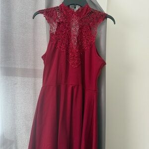 Elegant Red Lace Women's Dress